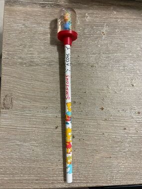 Vintage 1990 The Simpsons Character Pencil with Glitter Bart Top
